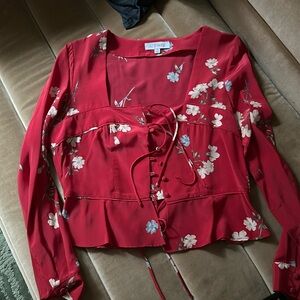 Intermix button silk floral top size 6